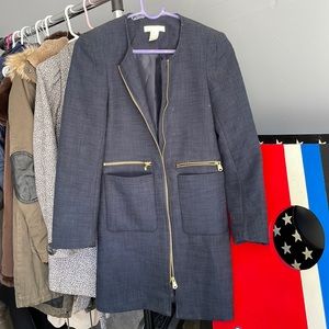 H&M Navy & Gold Tweed Jacket - Size 4 only worn once!!